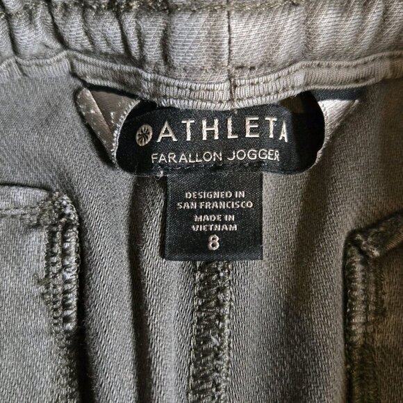 ATHLETA WOMENS PALM GREEN ELASTIC WAIST FARALLON JOGGER PANTS 8 Palm Pockets - Picture 6 of 9